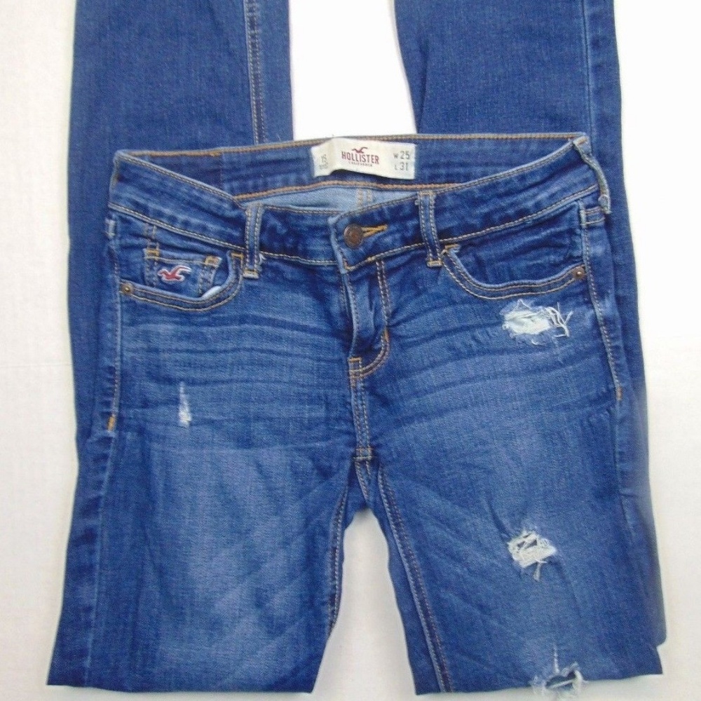 Hollister Dark Distressed Ripped Skinny Jeans